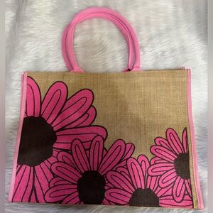 Floral Pink and Brown Tote Bag